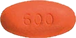 600と書かれたオレンジ色の錠剤
