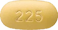 225と書かれた黄色の錠剤