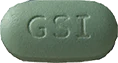 GSIと書かれている緑色の錠剤